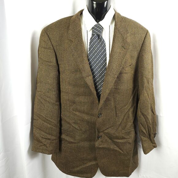 Hugo Boss Mens 44T 44L Brown Tan Lambswool 2-Button Sports Coat Blazer - Picture 1 of 10